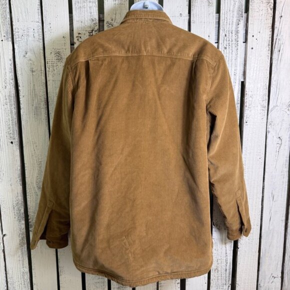 LL Bean Corduroy Sherpa Lined Shirt Jacket Men Large Tan Traditional Fit Snap Up - Picture 5 of 13